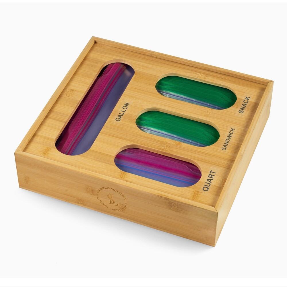 Bamboo ziplock bag organizer for kitchen drawer new - Picture 2 of 9